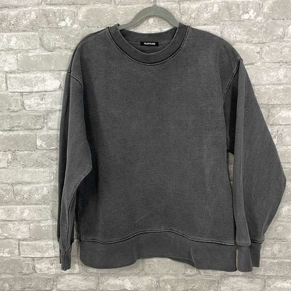 Talentless Acid Wash Grey Crewneck Sweatshirt - Picture 1 of 4
